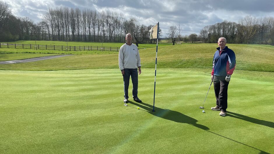 Phil James and Paul Moseley first to play the new holes!